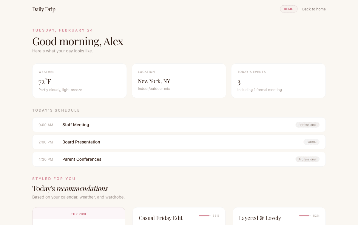 Daily Drip product screenshot